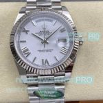 Super Replica ARF Rolex Day-Date 40mm Swiss 3255 White Roman Dial 904L Steel Watch 